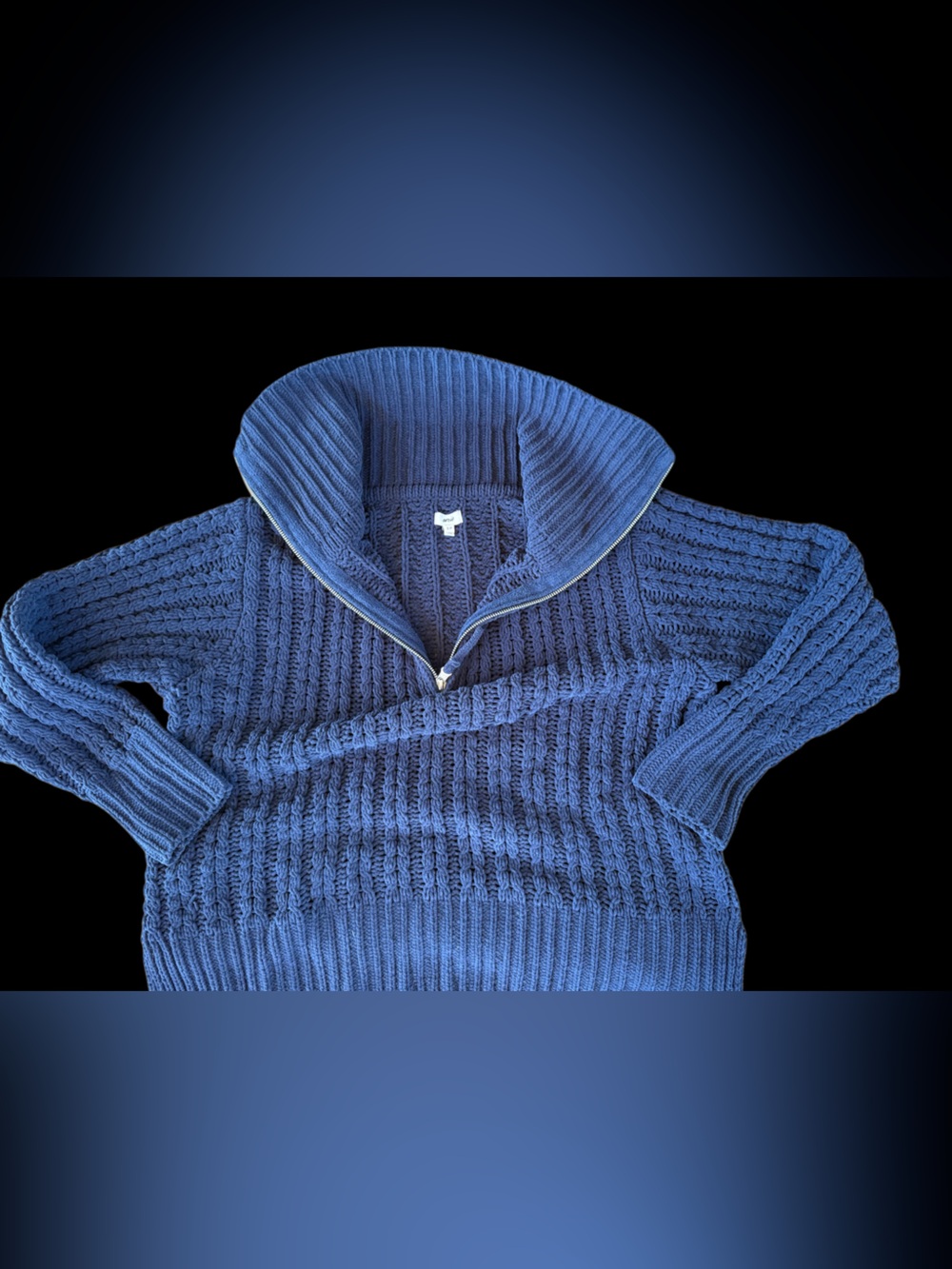 aerie Blue Chunky Knit Quarter Zip Oversized Sweater Small